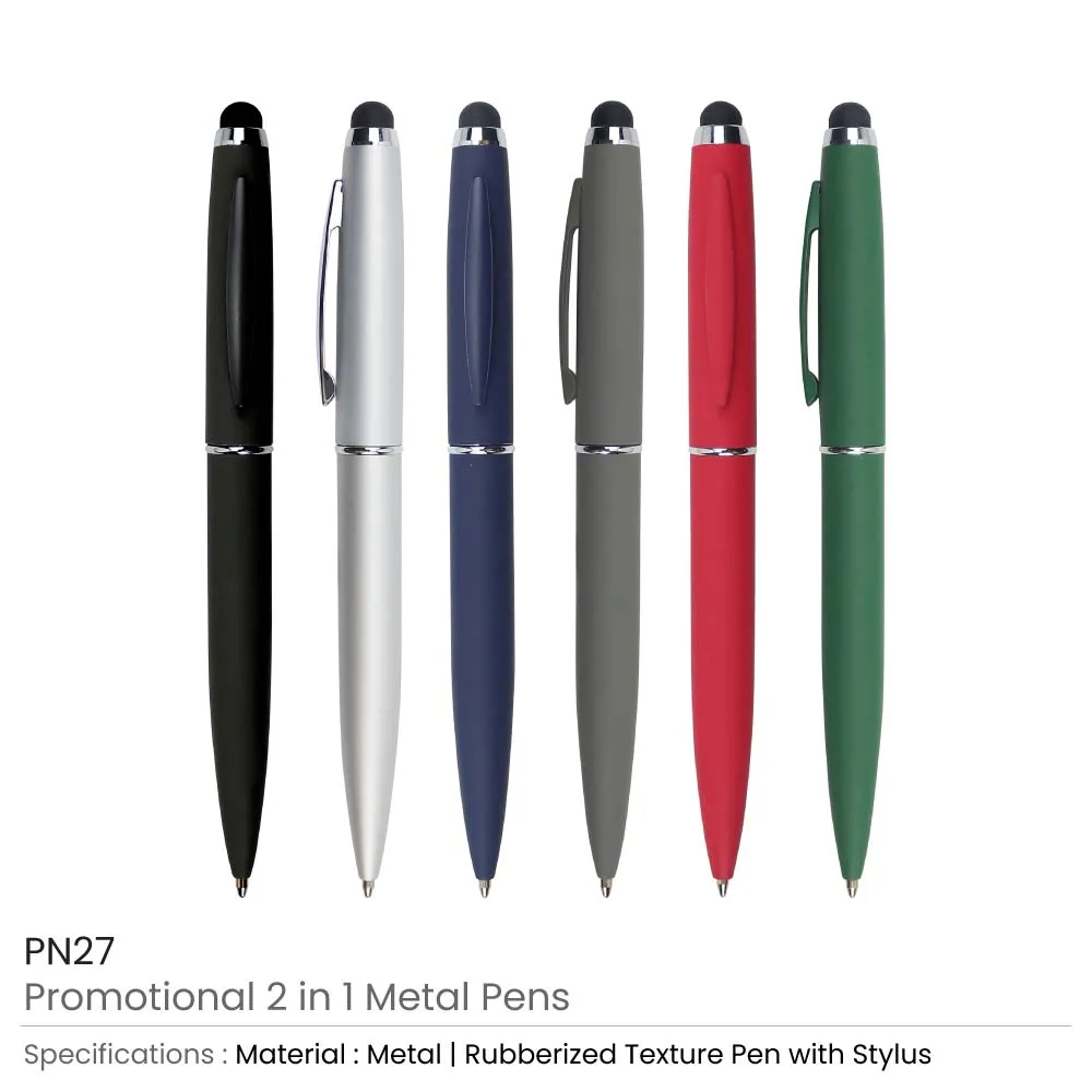 Stylus Metal Pens Rubberized & Twist-action