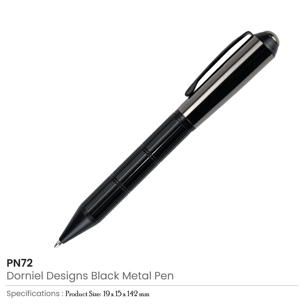 Dorniel Designs Brand Pens, Matte Black, Twist Action, Blue Ink