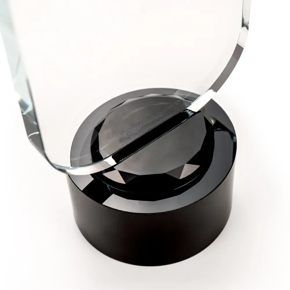 Crystal Trophy with Round Black Base in Premium Fiber Box