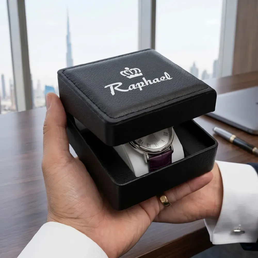 Premium PU Leather Single Watch Gift Box with Removable Cushions