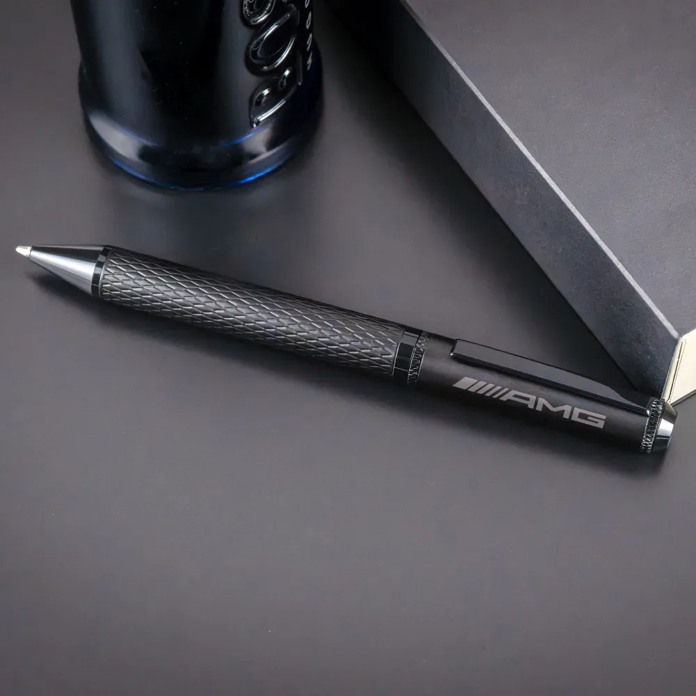 Black Metal Pens with Diamond Textured Design Barrel