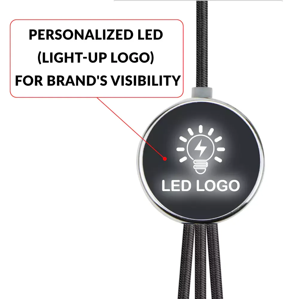 3-in-1 Multi Charging long cable 105cm with Light Up logo design