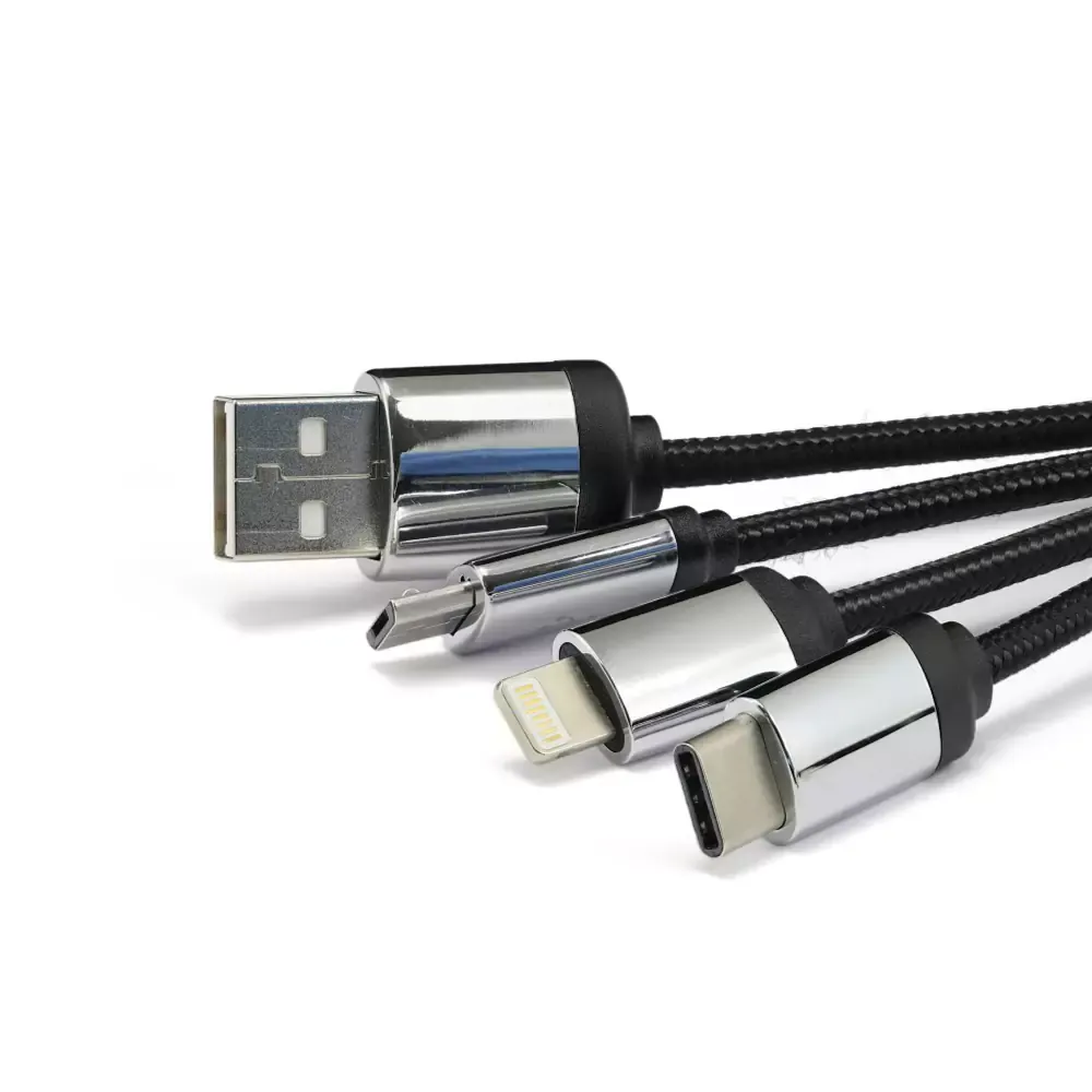 3-in-1 Multi Charging long cable 105cm with Light Up logo design