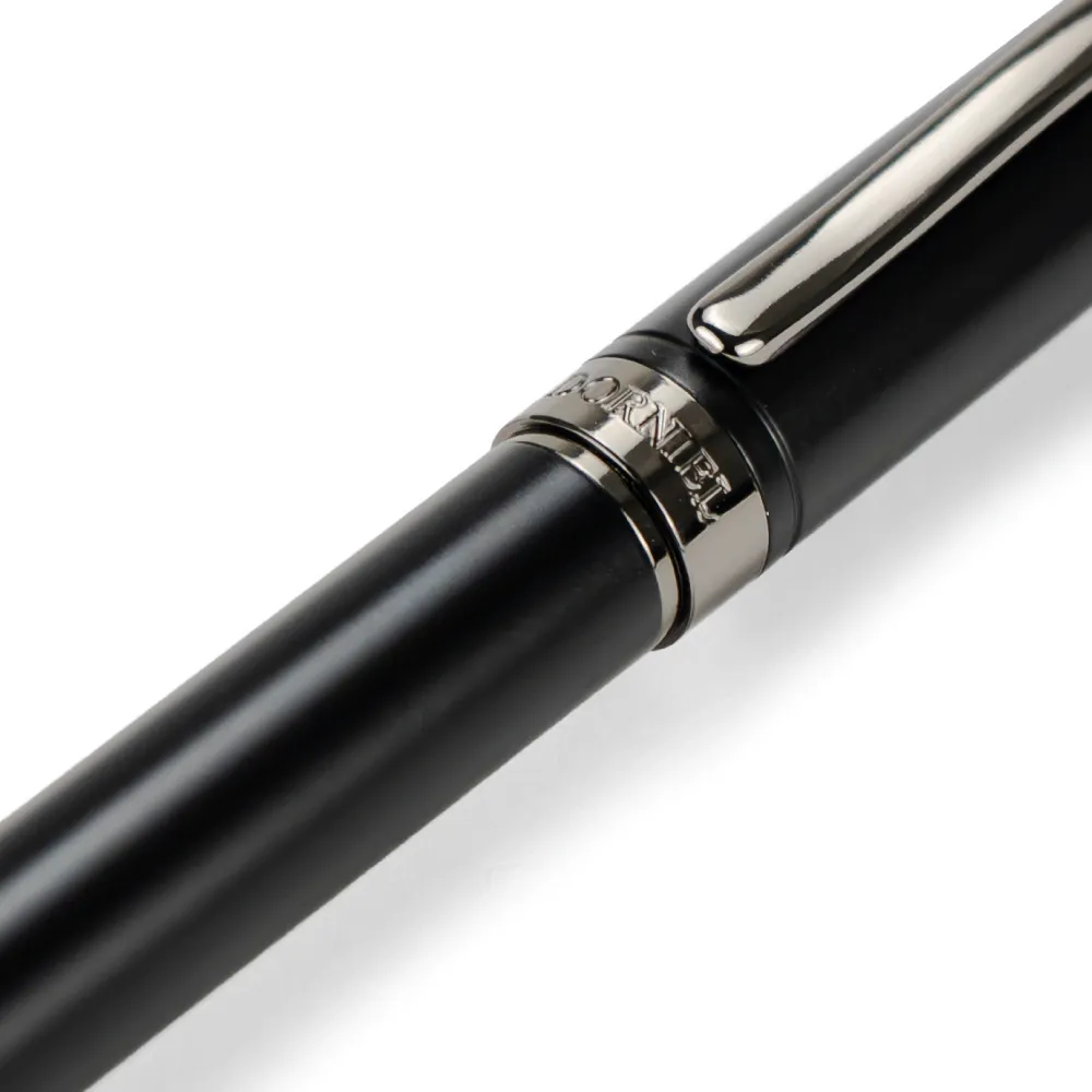 Dorniel Designs Metal Pens Matte Black Twist Action Blue Ink
