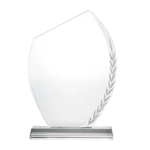 Crystal Awards with Engraved Leaf Design