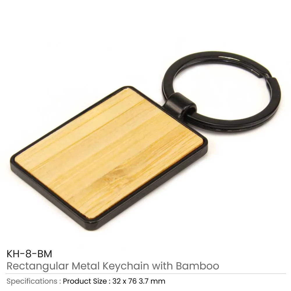 Metal Key Chain with Bamboo