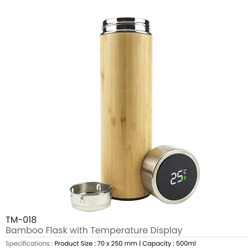 Bamboo Flask with Temperature Display