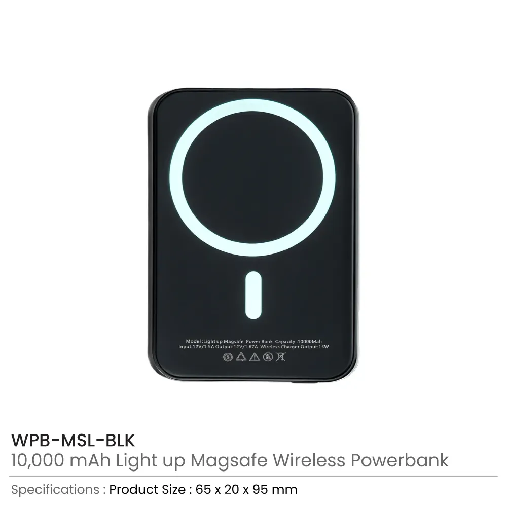 MagSafe Wireless Powerbank with Light-Up Logo, 15W Fast Charging, 10K mAh