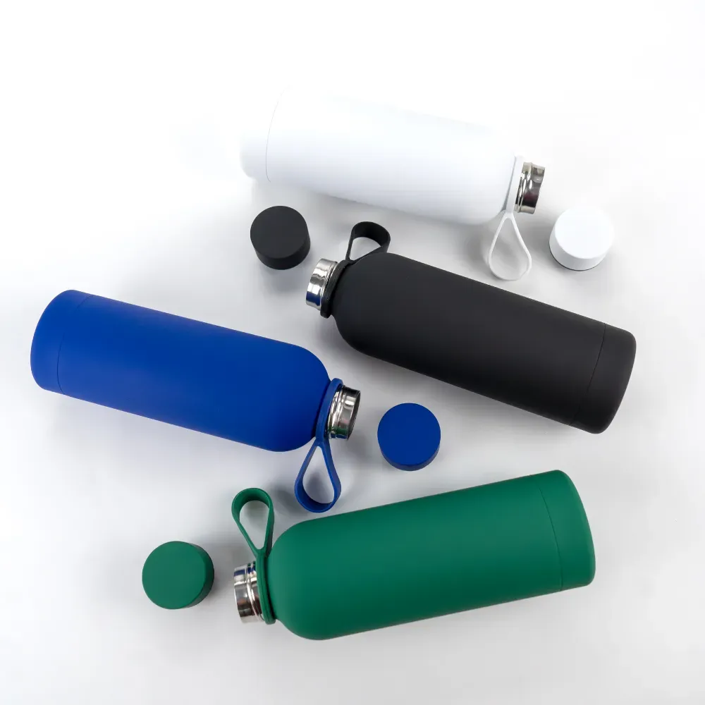 Stainless Steel Water Bottles 500ml – Double Wall, Matte Finish, Soft-Touch Rubber Coating