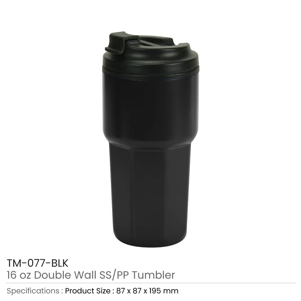 Double Wall Tumblers Flip-top PP Lid in 473ml