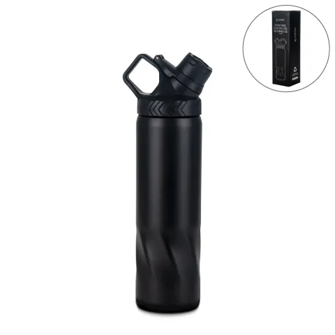 Stainless Steel Water Bottles in Black Matte, Double Wall, 620ml