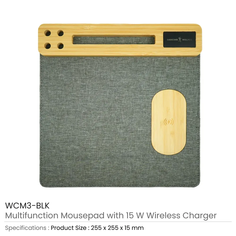 Multi-Function Mousepad, 15W Fast Wireless Charger & LED Logo