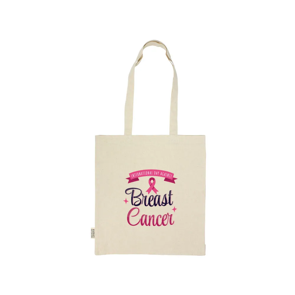 Recycled Cotton Bags with Breast Cancer Awareness Logo