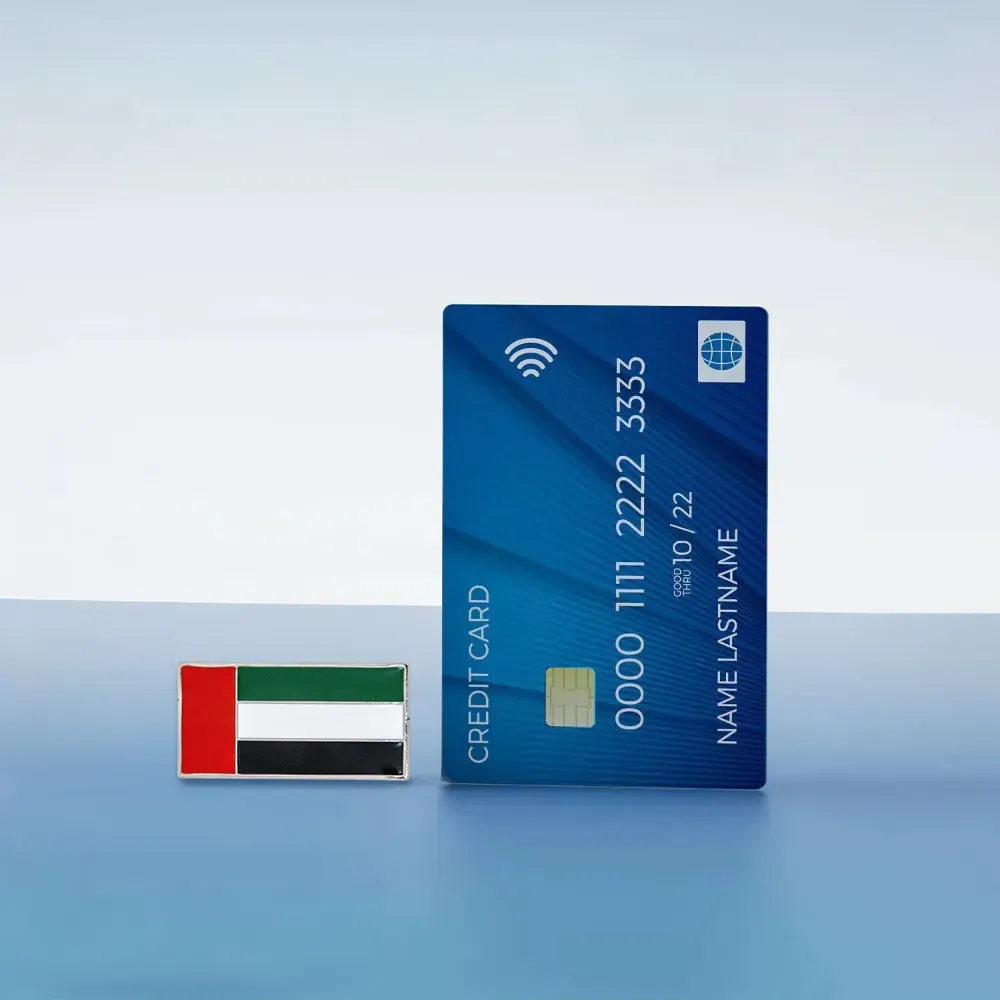 UAE Flag Metal Badges Rectangle with Magnet Attachment