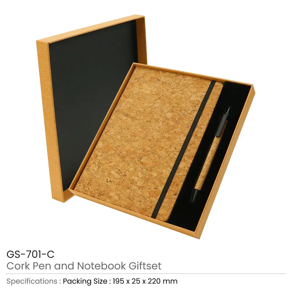 Cork Notebook and Ball Pen Gift Set