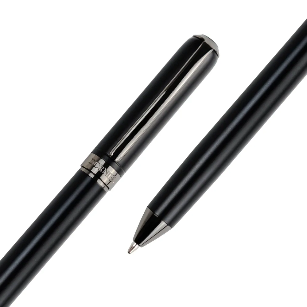 Dorniel Designs Metal Pens Matte Black Twist Action Blue Ink