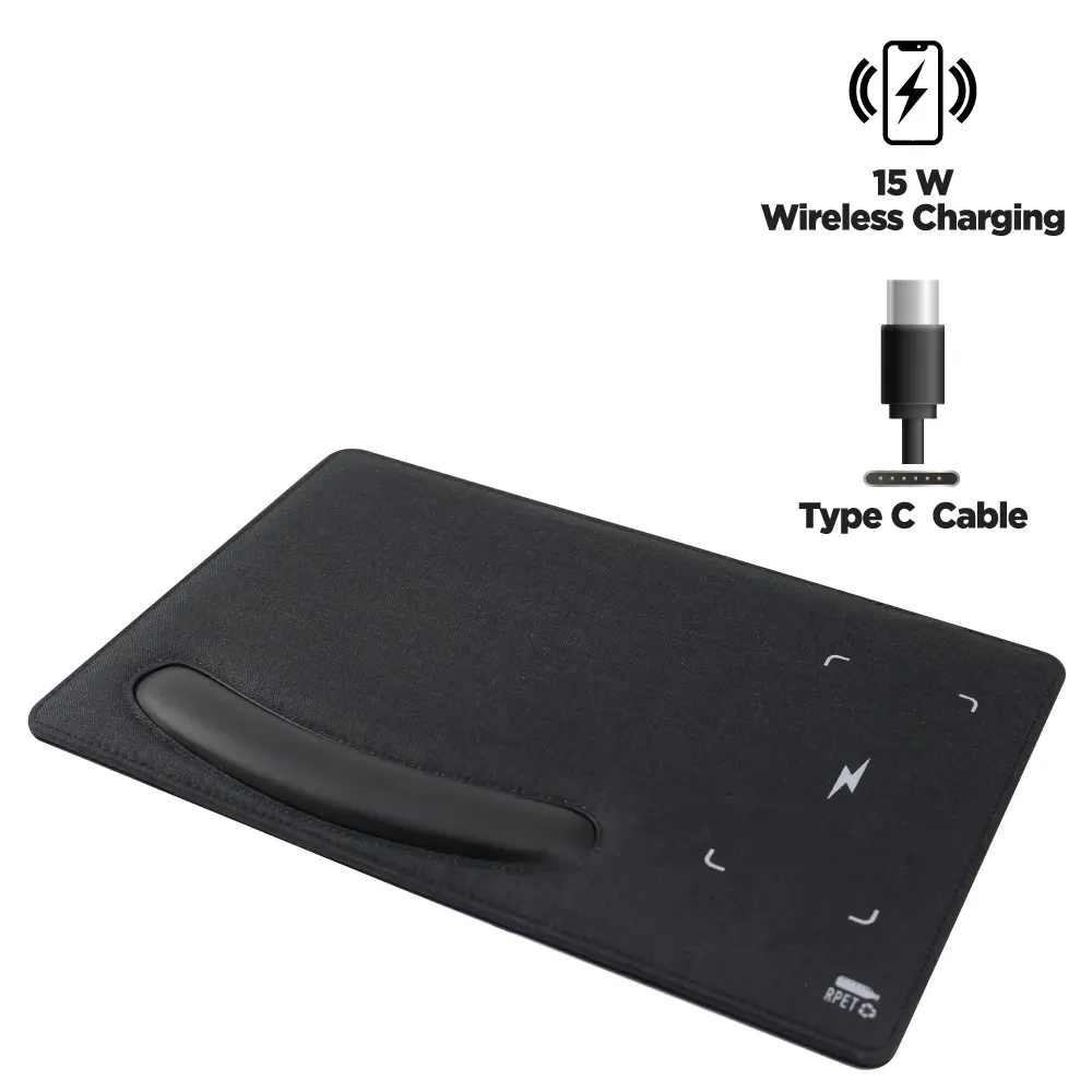 RPET Wireless Charging Mousepads 15W and Type-C