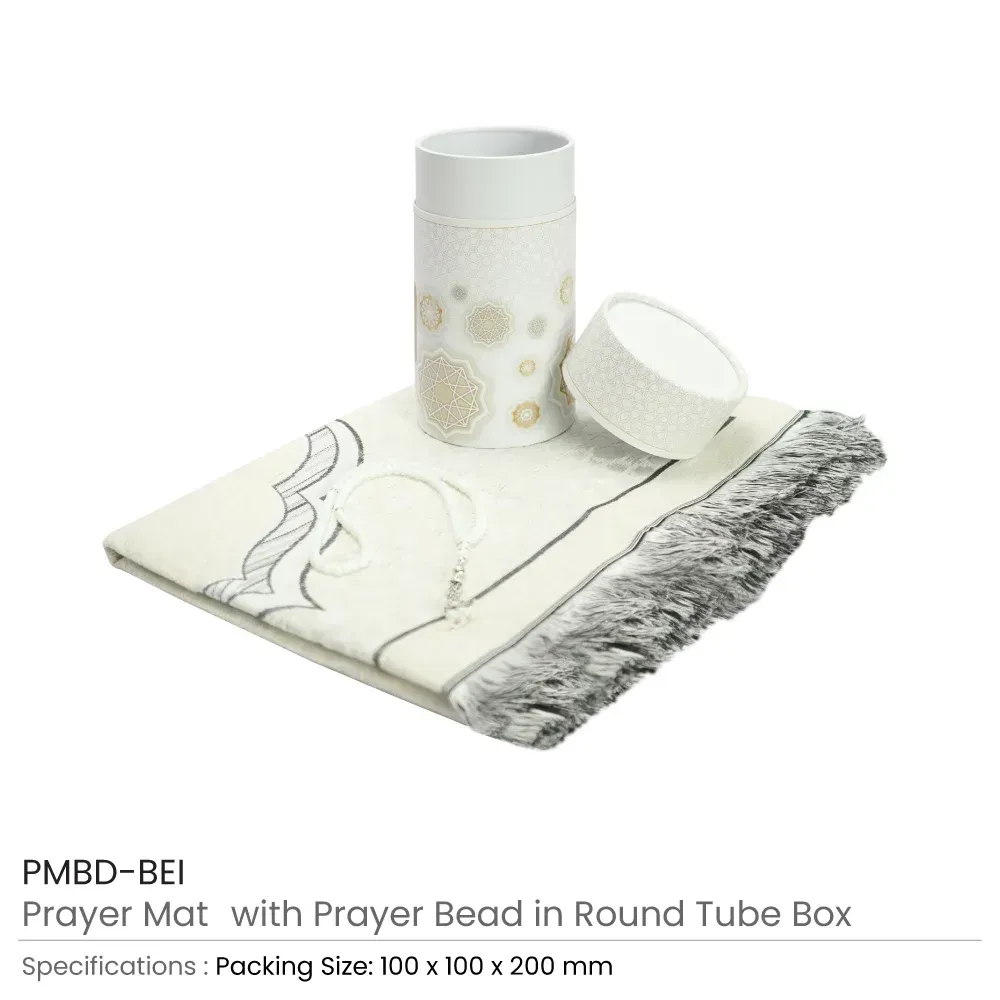 Prayer Mat with Tasbih in Tubular Box Best Ramadan Gifts