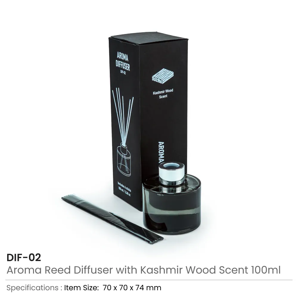Aroma Reed Diffuser with Kashmir Wood Scent 100ml & 6 Pcs Sticks