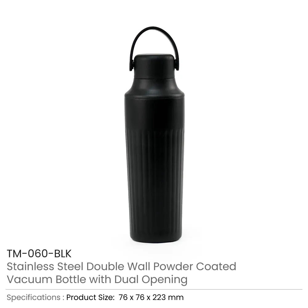 Dual Opening SS Bottles, Double-Wall Insulated Body, Powder Coated, 500ml